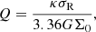 $$ \begin{aligned} Q=\frac{\kappa \sigma _{\rm {R}}}{3.36 G \Sigma _0}, \end{aligned} $$