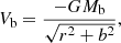 $$ \begin{aligned} V_{\rm {b}}=\frac{-G M_{\rm {b}}}{ \sqrt{ r^{2}+ b^{2}}}, \end{aligned} $$