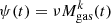 $ \psi(t) = \nu M_{\mathrm{gas}}^k(t) $