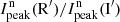$ I_{\mathrm{peak}}^{\mathrm{n}}(\mathrm{R}^\prime)/I_{\mathrm{peak}}^{\mathrm{n}}(\mathrm{I}^\prime) $
