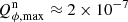 $ Q_{\phi,\mathrm{max}}^{\mathrm{n}}\approx 2\times10^{-7} $