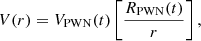 $$ \begin{aligned} V(r) = V_{\rm PWN}(t)\left[\frac{R_{\rm PWN}(t)}{r}\right], \end{aligned} $$