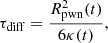 $$ \begin{aligned} \tau _{\rm diff} = \frac{R^2_{\rm pwn}(t)}{6\kappa (t)}, \end{aligned} $$