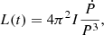 $$ \begin{aligned} L(t) = 4\pi ^2I \frac{\dot{P}}{P^3}, \end{aligned} $$