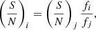 $$ \begin{aligned} \left(\frac{S}{N}\right)_{i} = \left(\frac{S}{N}\right)_{j}\frac{f_{i}}{f_{j}}, \end{aligned} $$