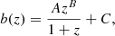 $$ \begin{aligned} b(z) = \frac{Az^{B}}{1+z}+C, \end{aligned} $$