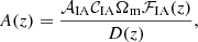 $$ \begin{aligned} A(z)=\frac{\mathcal{A} _{\rm IA}\mathcal{C} _{\rm IA}\Omega _{\rm m}\mathcal{F} _{\rm IA}(z)}{D(z)}, \end{aligned} $$