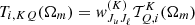 $ T_{i,KQ}({\bf\Omega}_m)={\it w}^{(K)}_{J_u J_\ell} \mathcal{T}^K_{Q,i}({\bf\Omega}_m) $