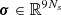 $ {\boldsymbol{\sigma}}\in\mathbb R^{9 N_s} $