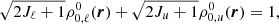$$ \begin{aligned} \sqrt{2J_\ell + 1}\rho ^0_{0,\ell }(\boldsymbol{r})+\sqrt{2J_u+1}\rho ^0_{0,u}(\boldsymbol{r})=1, \end{aligned} $$