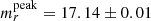 $ m^{\mathrm{peak}}_{r} = 17.14 \pm 0.01 $