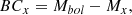 $$ \begin{aligned} BC_{x}=M_{bol}-M_{x}, \end{aligned} $$