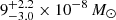 $ 9^{+2.2}_{-3.0}\times 10^{-8}\,M_{\odot} $