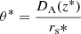 $ \theta^* = \frac{D_{\mathrm{A}}(z^*)}{r_{\mathrm{s}}*} $
