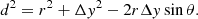 $$ \begin{aligned} d^2 = r^2 + \Delta y^2 - 2r\Delta y \sin {\theta }. \end{aligned} $$