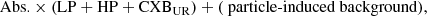 $$ \begin{aligned} \mathrm{Abs.} \times (\mathrm{LP} + \mathrm{HP} + \mathrm{CXB_{UR}}) + (\text{ particle-induced} \text{ background}), \end{aligned} $$