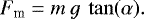 \begin{equation*}F_{\textrm{m}} = m \:g \:\tan(\alpha).\end{equation*}