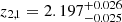 $ z_{2,1}=2.197^{+0.026}_{-0.025} $