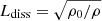$ L _{\mathrm{diss}} = \sqrt{\rho_0 / \rho} $