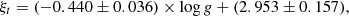$$ \xi _{t}= (-0.440 \pm 0.036) \times \log {g} + (2.953 \pm 0.157), $$