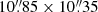 $ 10{{\overset{\prime\prime}{.}}}85\times10{{\overset{\prime\prime}{.}}}35 $