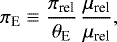 \begin{equation*} \pivec_{\textrm{E}} \equiv {\pi_{\textrm{rel}}\over\theta_{\textrm{E}}}\,{\muvec_{\textrm{rel}}\over \mu_{\textrm{rel}}},\end{equation*}