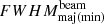 $ FWHM^\mathrm{beam}_\mathrm{maj(min)} $