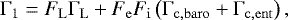 \begin{equation*}\Gamma_1=F_{\mathrm{L}}\Gamma_{\mathrm{L}}+F_{\mathrm{e}}F_{\mathrm{i}}\left(\Gamma_{\mathrm{c,baro}}+\Gamma_{\mathrm{c,ent}}\right),\end{equation*}