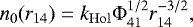 \begin{equation*}n_0(r_{14})=k_{\mathrm{Hol}}\Phi_{41}^{1/2}r_{14}^{-3/2},\end{equation*}