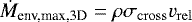 \begin{equation*}\dot{M}_{\textrm{env,max,3D}} = \rho \sigma_{\mathrm{cross}} v_{\mathrm{rel}}\end{equation*}