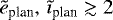 $\tilde{e}_{\textrm{plan}},\,\tilde{\imath}_{\textrm{plan}}\gtrsim2$