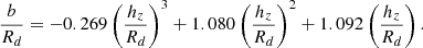 $$ \begin{aligned} \frac{b}{R_d}=-0.269\left( \frac{h_z}{R_d} \right)^3+1.080\left( \frac{h_z}{R_d} \right)^2+1.092 \left( \frac{h_z}{R_d} \right). \end{aligned} $$