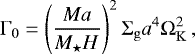 \begin{equation*}\Gamma_0 = \left(\frac{M a}{\ensuremath{\textit{M}}_{\star} H} \right)^2 \Sigma_{\mathrm{g}} a^4 \Omega_{\mathrm{K}}^2\,, \end{equation*}