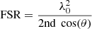 $$ \begin{aligned} \mathrm{FSR }= \frac{\lambda ^2_0}{2\mathrm{nd}\ \cos (\theta )} \end{aligned} $$