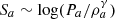 $ S_a \sim \log(P_a/\rho_a^\gamma) $