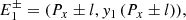 $$ \begin{aligned} E_1^{\pm }=\left(P_x\pm l,{ y}_1\left(P_x\pm l\right)\right)\!,\end{aligned} $$
