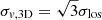 $ \sigma_{\mathit{v},\rm 3D}=\sqrt{3}\sigma_{\mathrm{los}} $