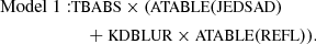 $$ \begin{aligned} \mathrm{Model\ 1: }& {\small{\text {TBABS}}} \times ({\small{\text {ATABLE}}} ({\small{\text {JEDSAD}}} ) \nonumber \\&\quad +{\small{\text {KDBLUR}}} \times {\small{\text {ATABLE}}} ({\small{\text {REFL}}} )). \end{aligned} $$
