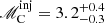 $ \mathscr{M}_{\mathrm{C}}^{\mathrm{inj}}=3.2^{+0.4}_{-0.3} $