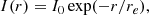 $$ \begin{aligned} I (r)=I_0\exp (-r/r_e), \end{aligned} $$