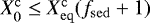 $X_0^{\mathrm{c}} \leq X_{\mathrm{eq}}^{\mathrm{c}} (f_{\mathrm{sed}}+1)$