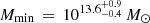 $ M_{{\min}}\,=\, 10^{13.6_{-0.4}^{+0.9}} \,M_{\odot} $