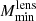 $ M_{\min}^{\mathrm{lens}} $