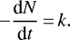 \begin{equation*}-\frac{\textrm{d}N}{\textrm{d}t}\,{=}\,k.\end{equation*}