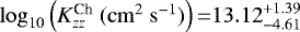 $\log_{10}{\left(K_{zz}^{\textrm{Ch}}~(\mathrm{cm}^2~\mathrm{s}^{-1}) \right)}\,{=}{}{13.12}^{+1.39}_{-4.61}$