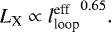 \begin{align*} L_{\textrm{X}} \propto {l_{\textrm{loop}}^{\textrm{eff}}}^{0.65}.\end{align*}