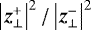 $\left| \vec{z}^+_{\perp} \right|^2/\left| \vec{z}^-_{\perp} \right|^2$