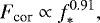 \begin{align*} F_{\textrm{cor}} \propto f_{\ast}^{0.91}, \end{align*}