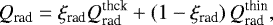 \begin{equation*} Q_{\textrm{rad}} = \xi_{\textrm{rad}} Q_{\textrm{rad}}^{\textrm{thck}} + \left(1 - \xi_{\textrm{rad}} \right) Q_{\textrm{rad}}^{\textrm{thin}}, \end{equation*}