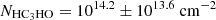 $ N_{\mathrm{HC_3HO}}=10^{14.2}\pm10^{13.6}\ \rm cm^{-2} $